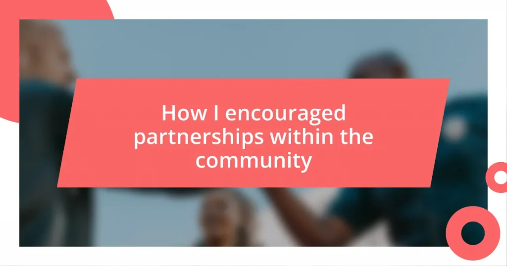 How I encouraged partnerships within the community