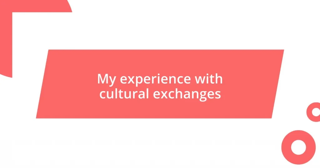 My experience with cultural exchanges